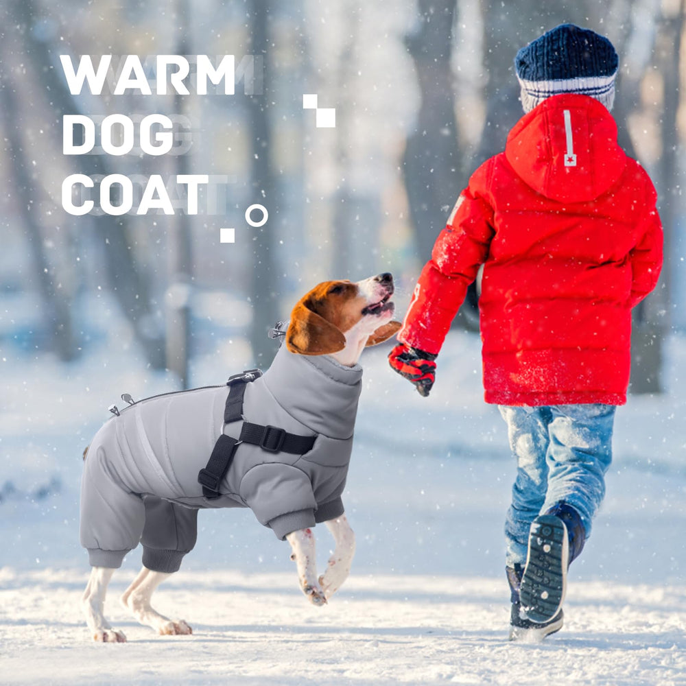 BRKURLEG grey dog winter coat size-chart helps choose a snug fit.