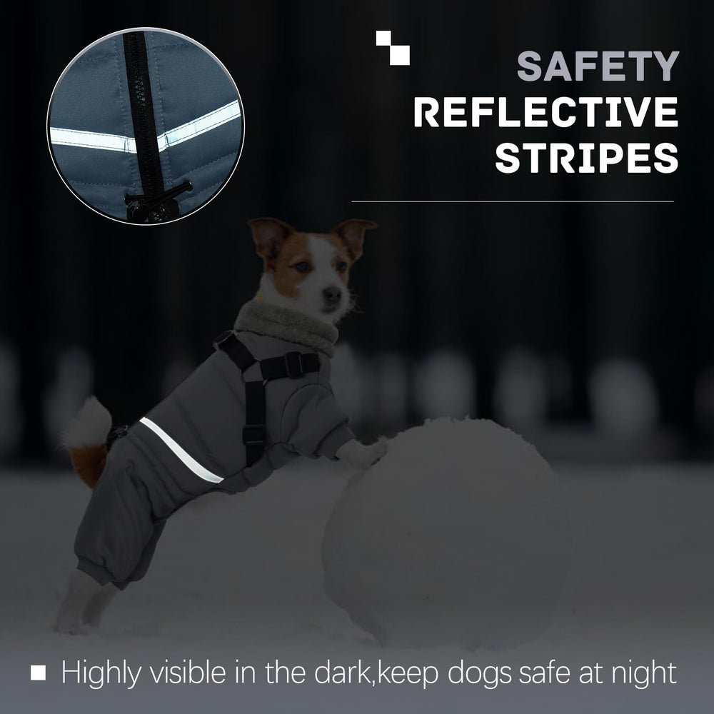 BRKURLEG Grey Dog Winter Coat water-resistant outer fabric protects against wind and rain