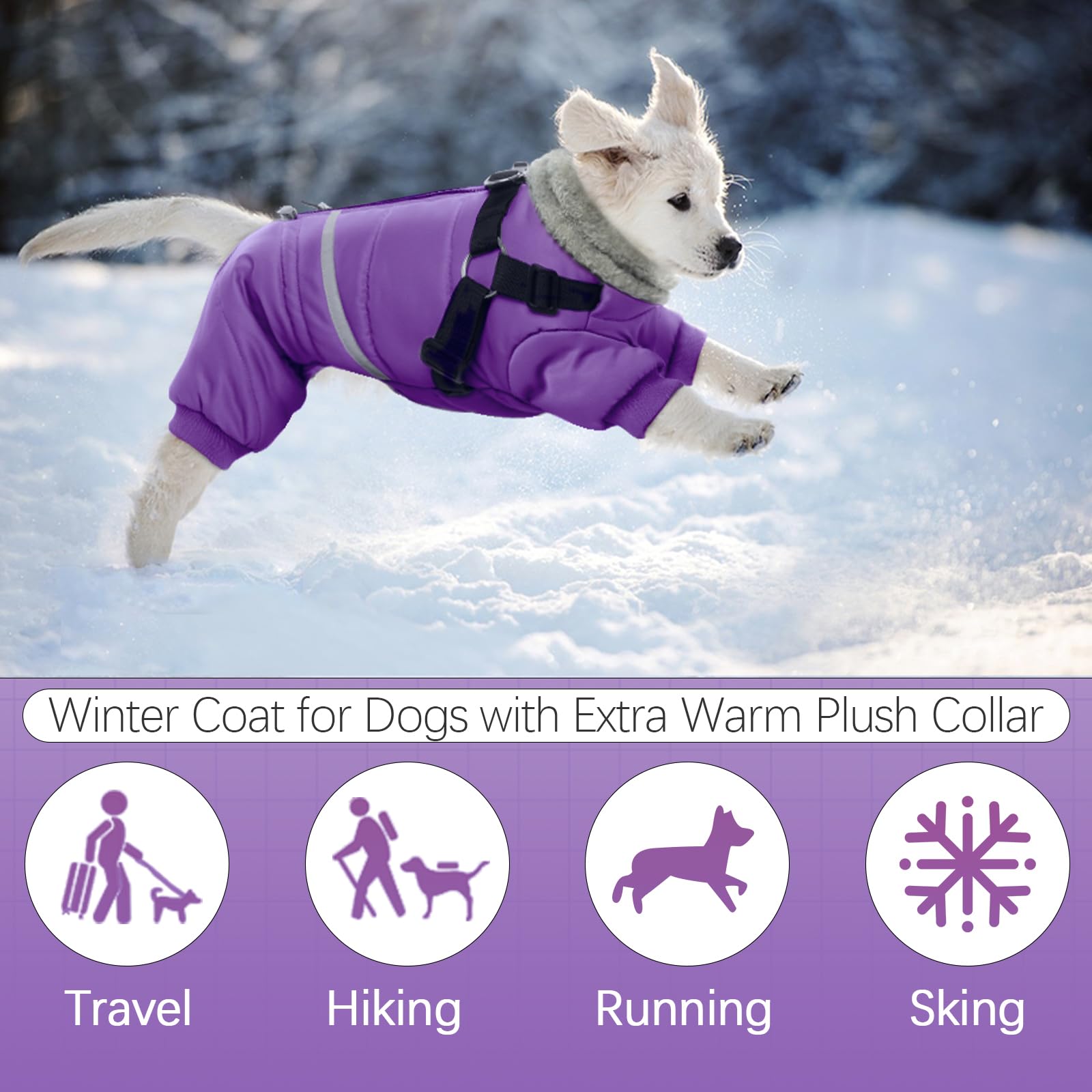 BRKURLEG purple coat back drawstring blocks cold air for cozy wear.