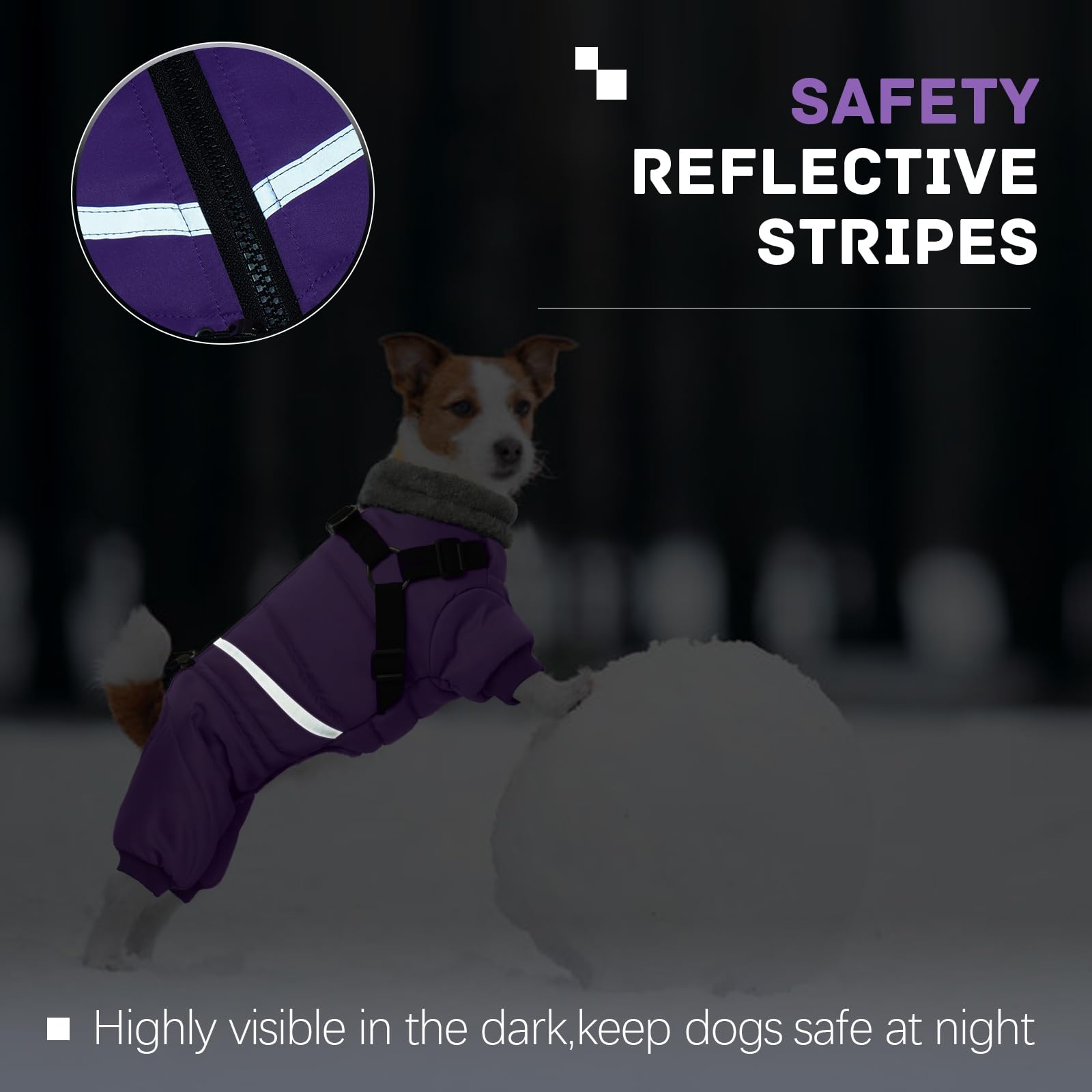 BRKURLEG purple coat back zipper enables easy on and off.