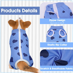 BRKURLEG recovery suit full-coverage model protects wounds while pet rests