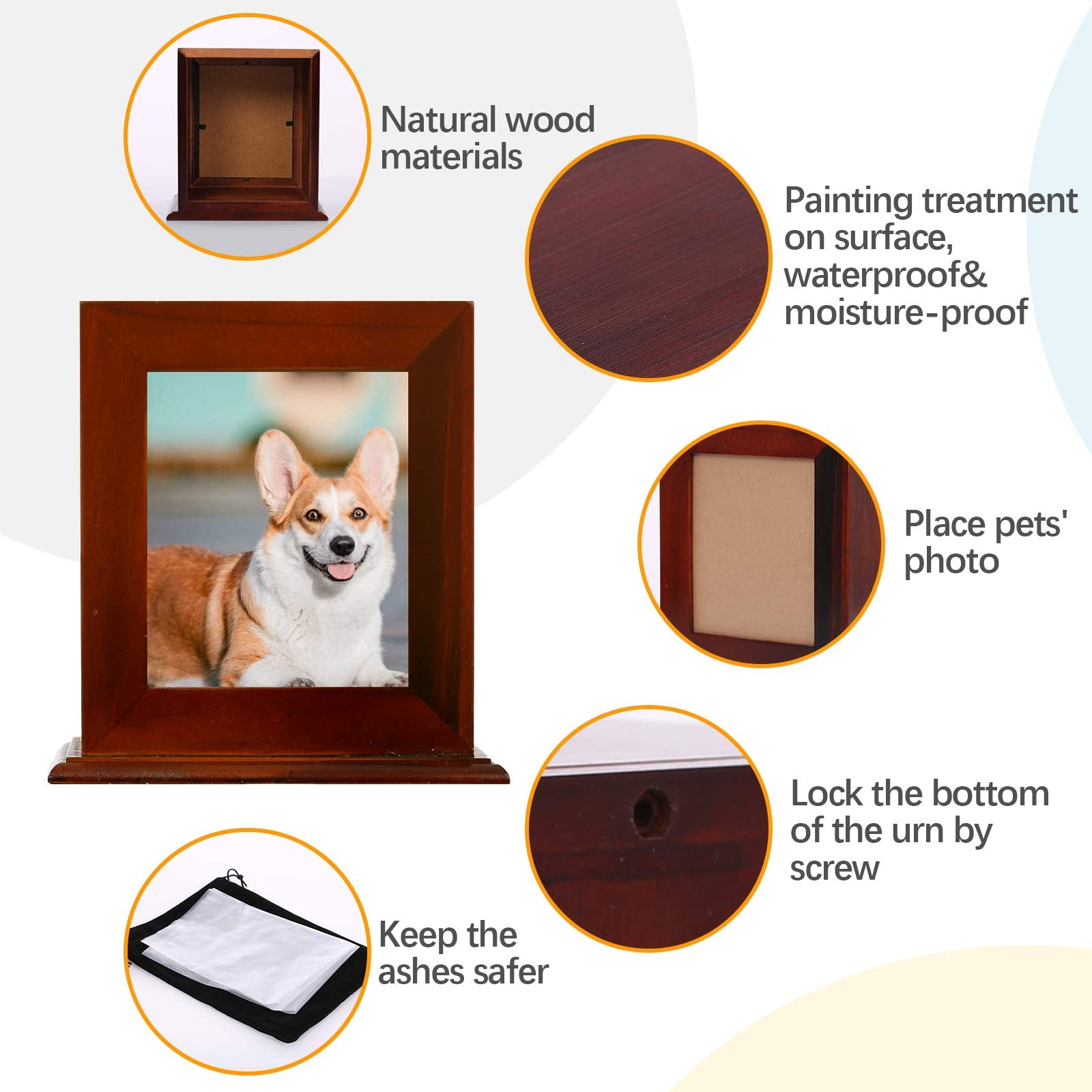 BRKURLEG urn back screws access shows easy interior access for keepsake.