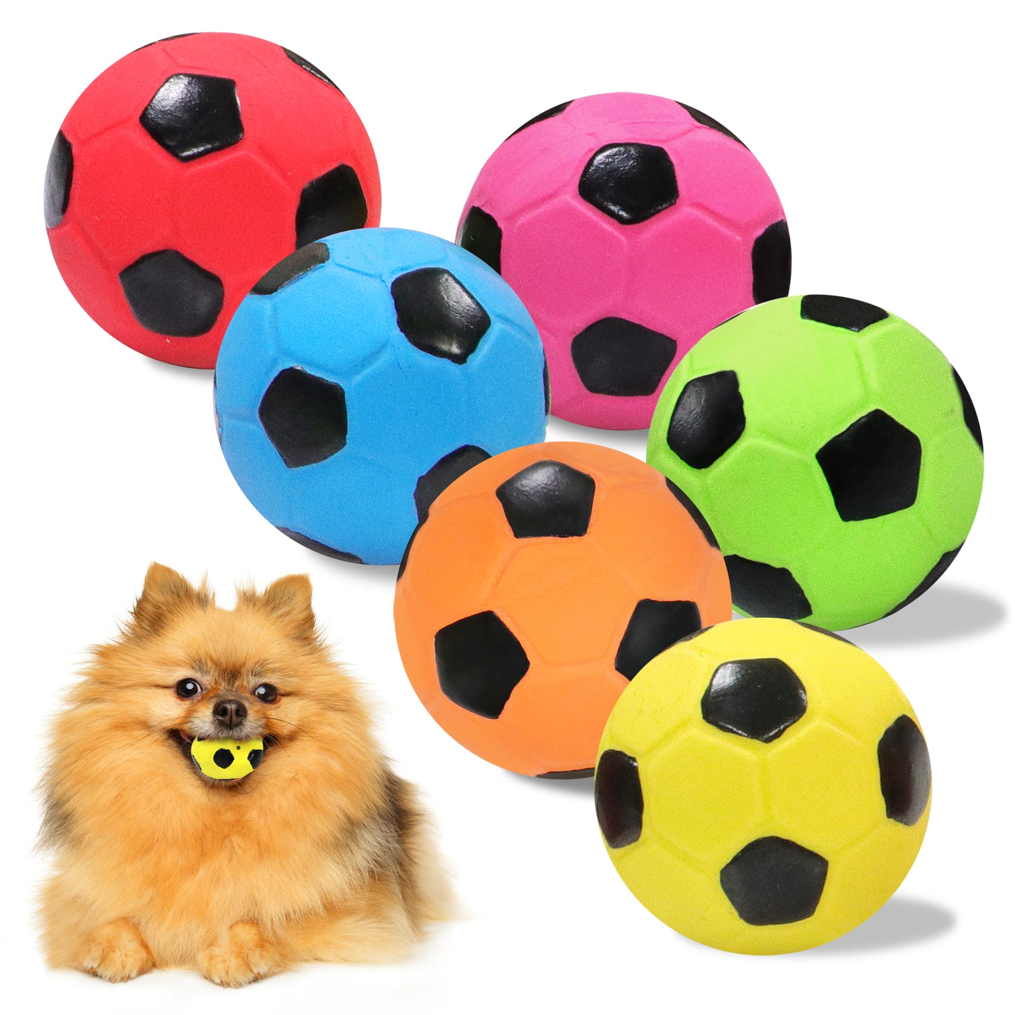 BRMDT dog soccer ball toy pack group shot highlighting durable squeaky chew entertainment