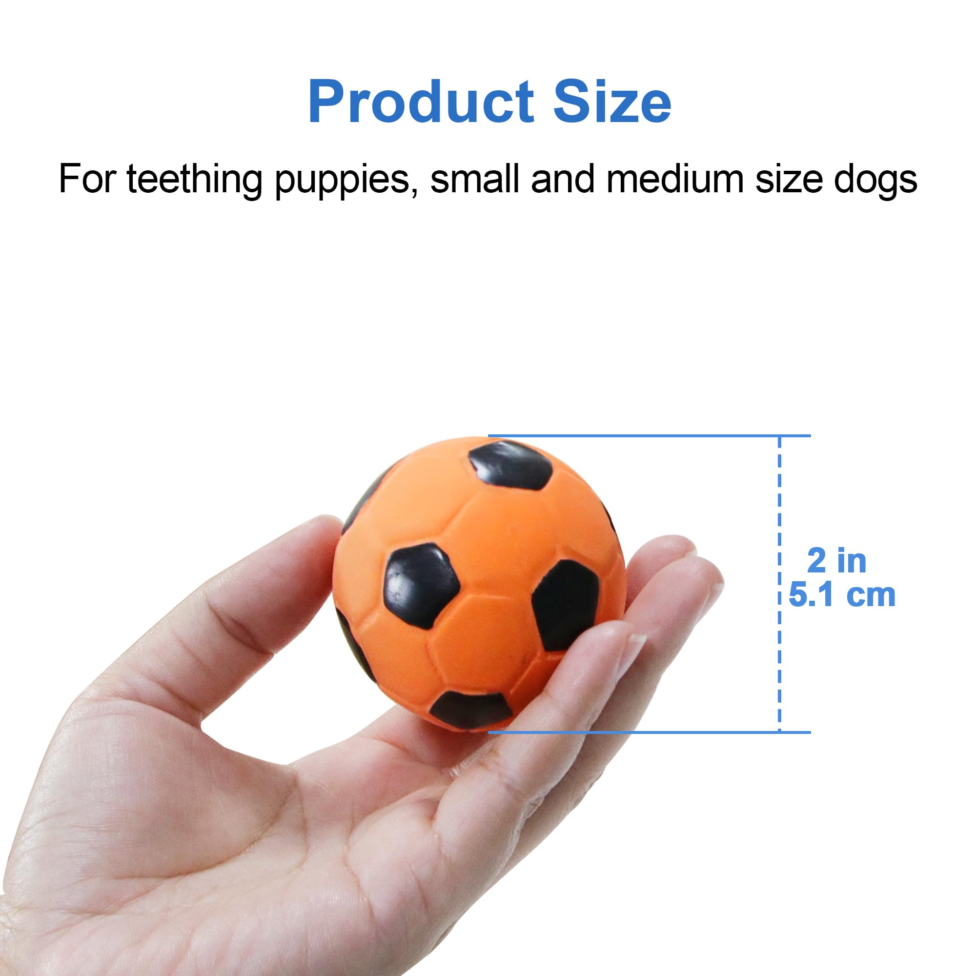 BRMDT squeaky dog soccer ball close-up shows bright color for easy retrieval