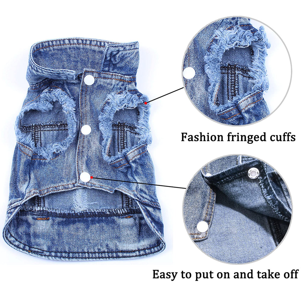 Brocarp Dog Jean Jacket snap design focuses on simple dressing