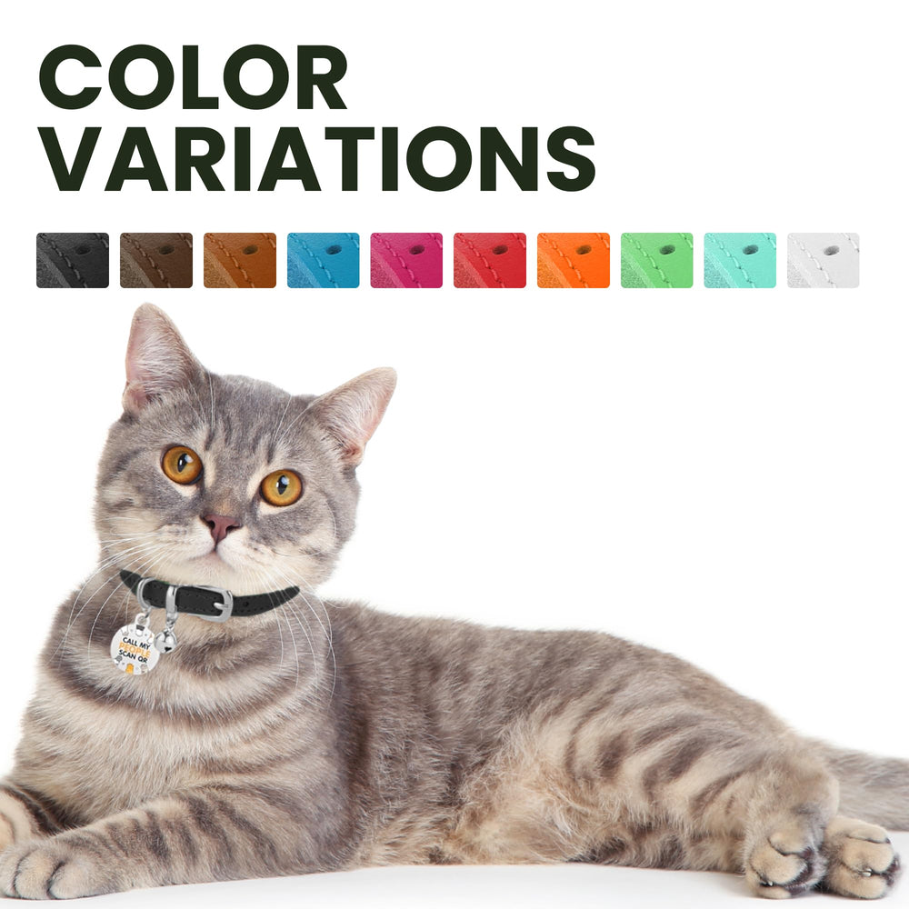 BRONZEDOG cat collar with silver hardware and durable buckle