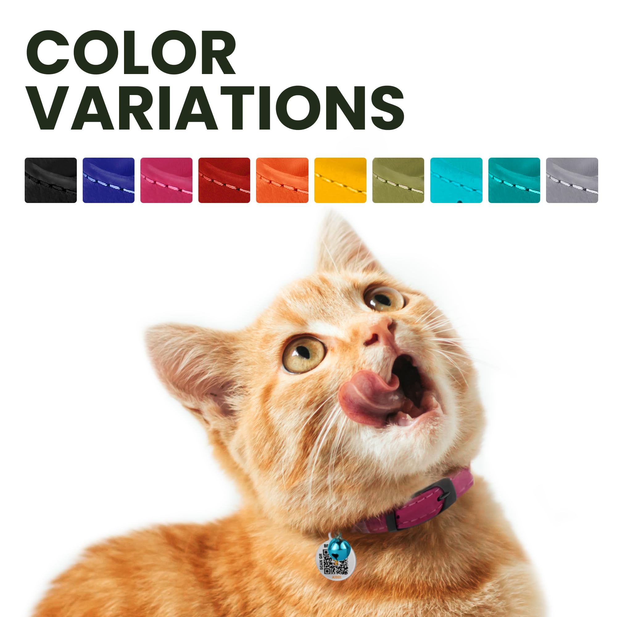 BRONZEDOG leather cat collar weighing 0.5 oz for lightweight wear.