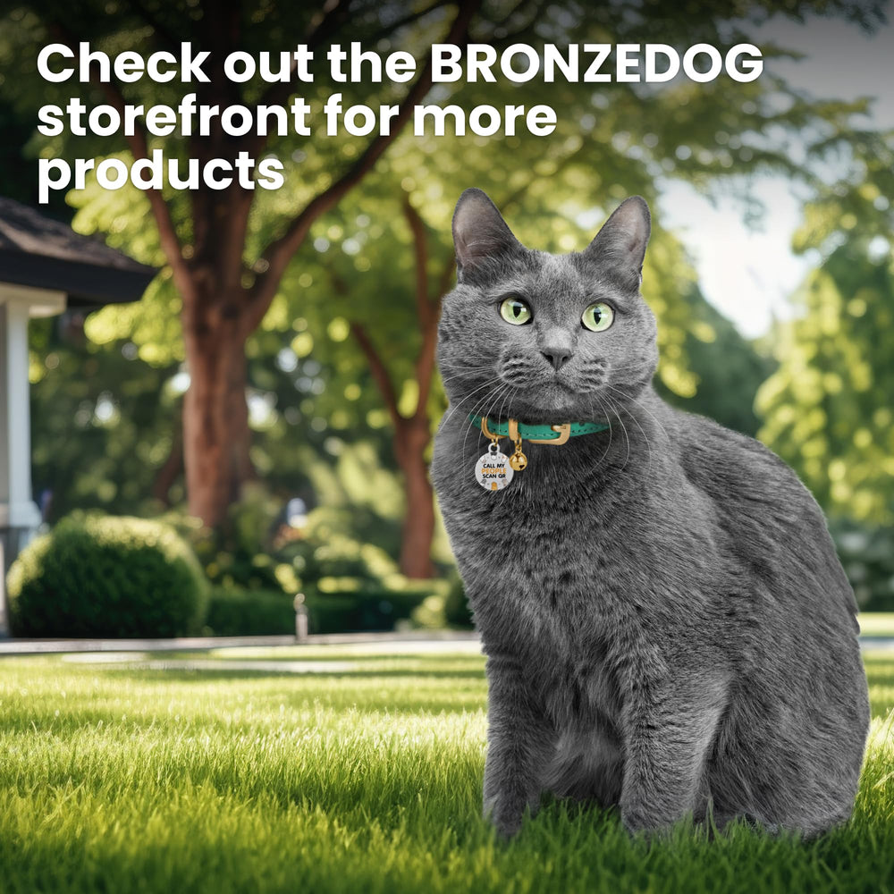 BRONZEDOG leather cat collar packaging communicates premium quality and care.