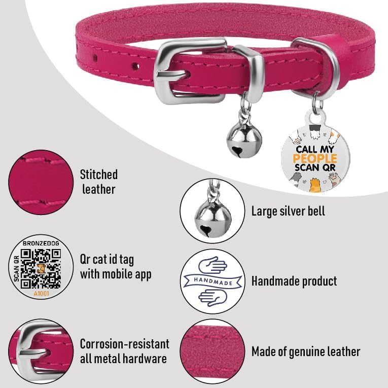 BRONZEDOG leather cat collar buckle detail with durable hardware