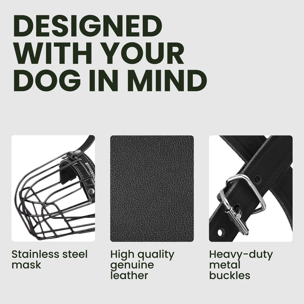 BRONZEDOG muzzle breathable nose area ensures comfortable panting and sipping water.