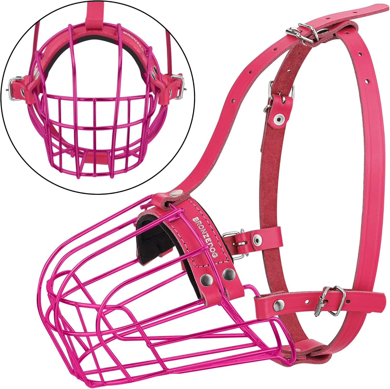 BRONZEDOG pink basket muzzle ideal for training and vet visits