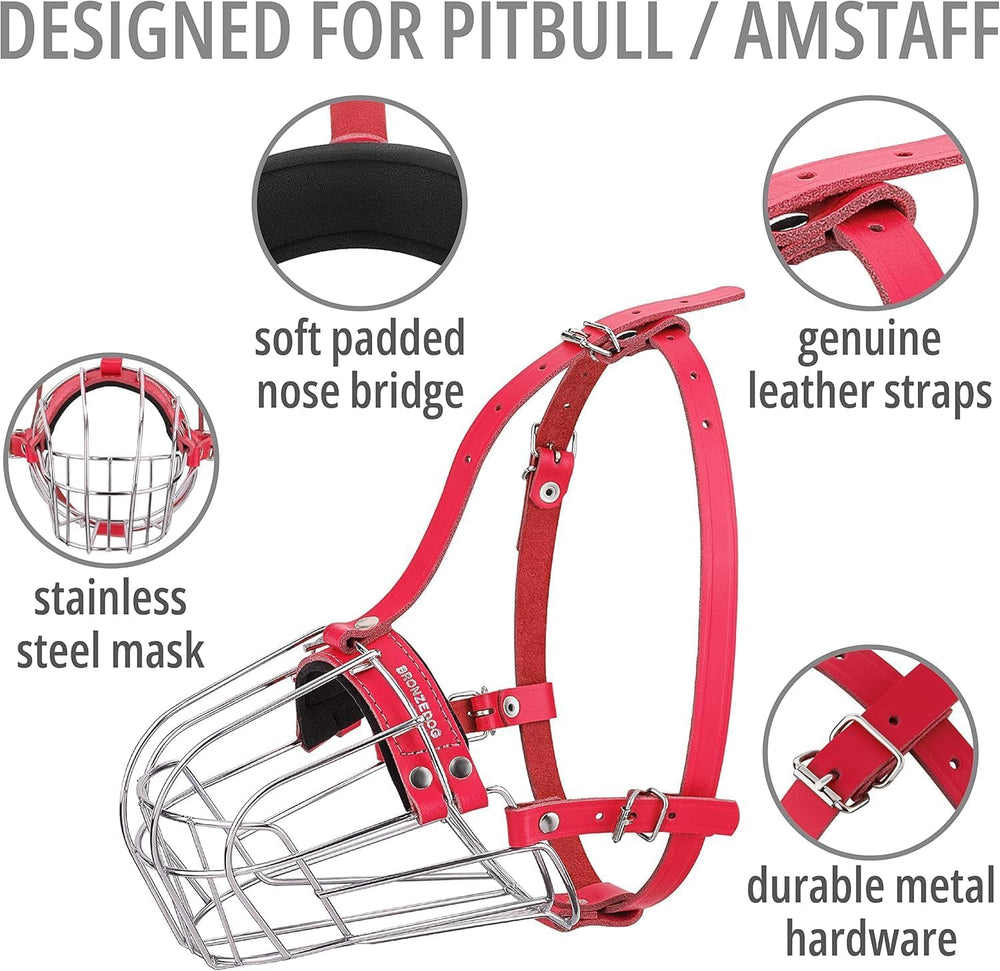 BRONZEDOG pitbull muzzle pink basket watching for nose padding use