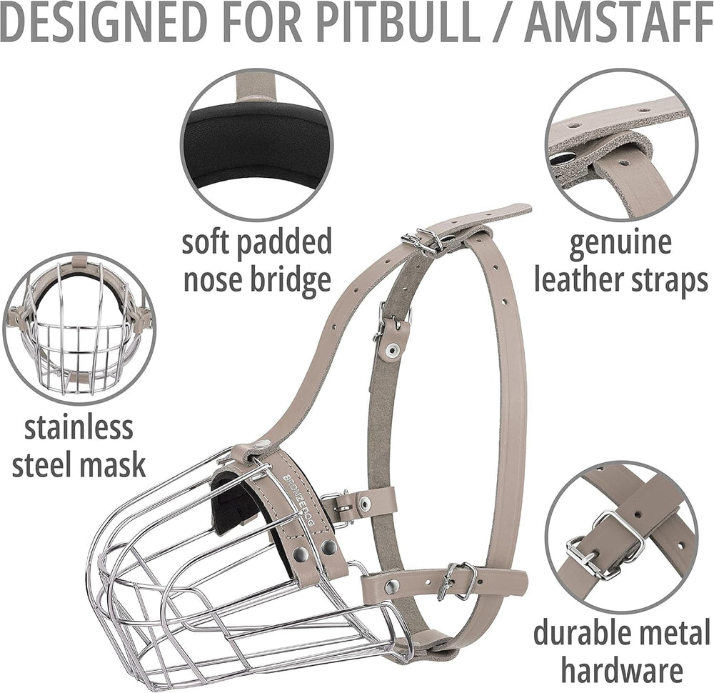 BRONZEDOG Pitbull muzzle ventilated basket design promotes easy breathing