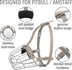 BRONZEDOG Pitbull muzzle ventilated basket design promotes easy breathing
