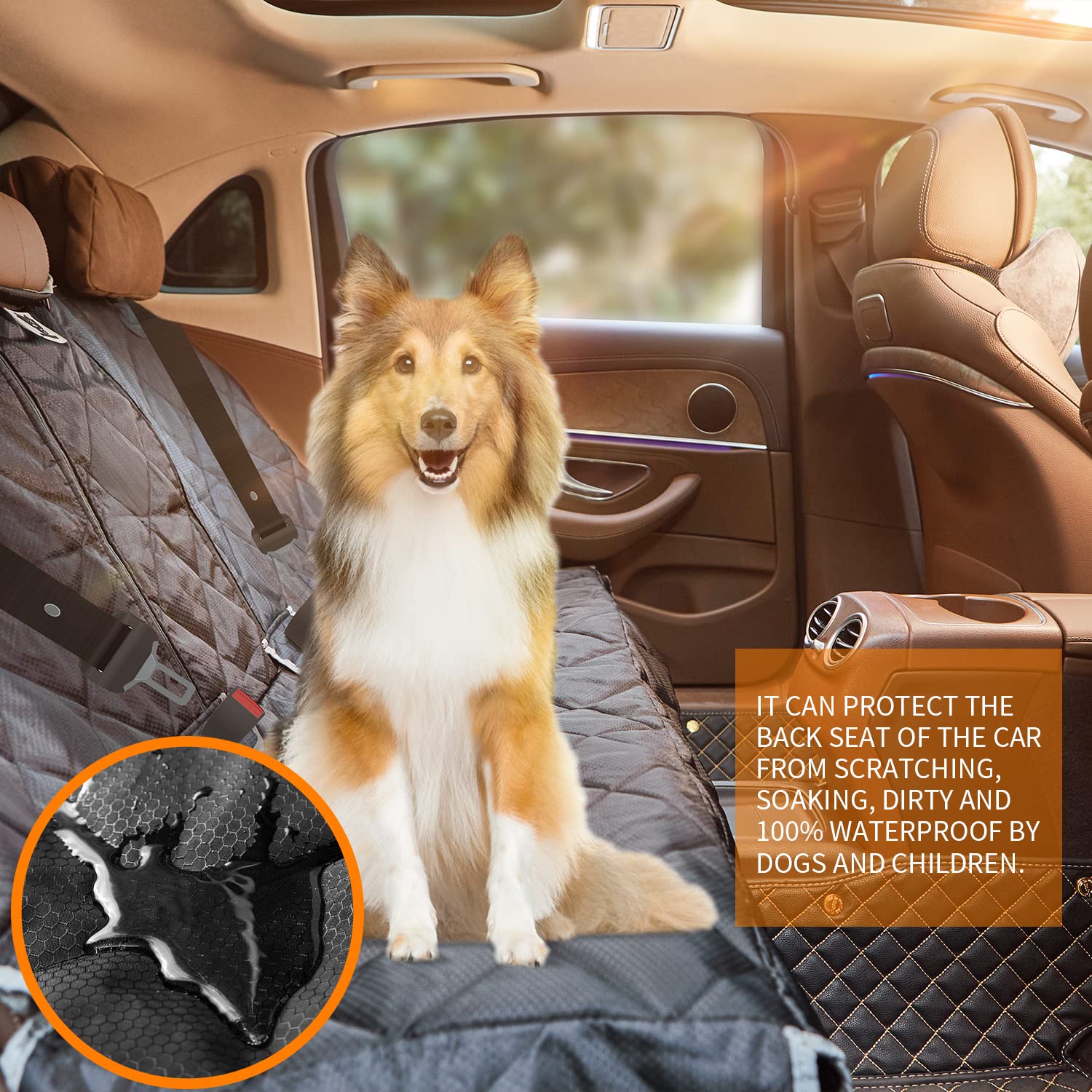 BRONZEMAN bench seat cover nonslip surface keeps pets secure during braking.