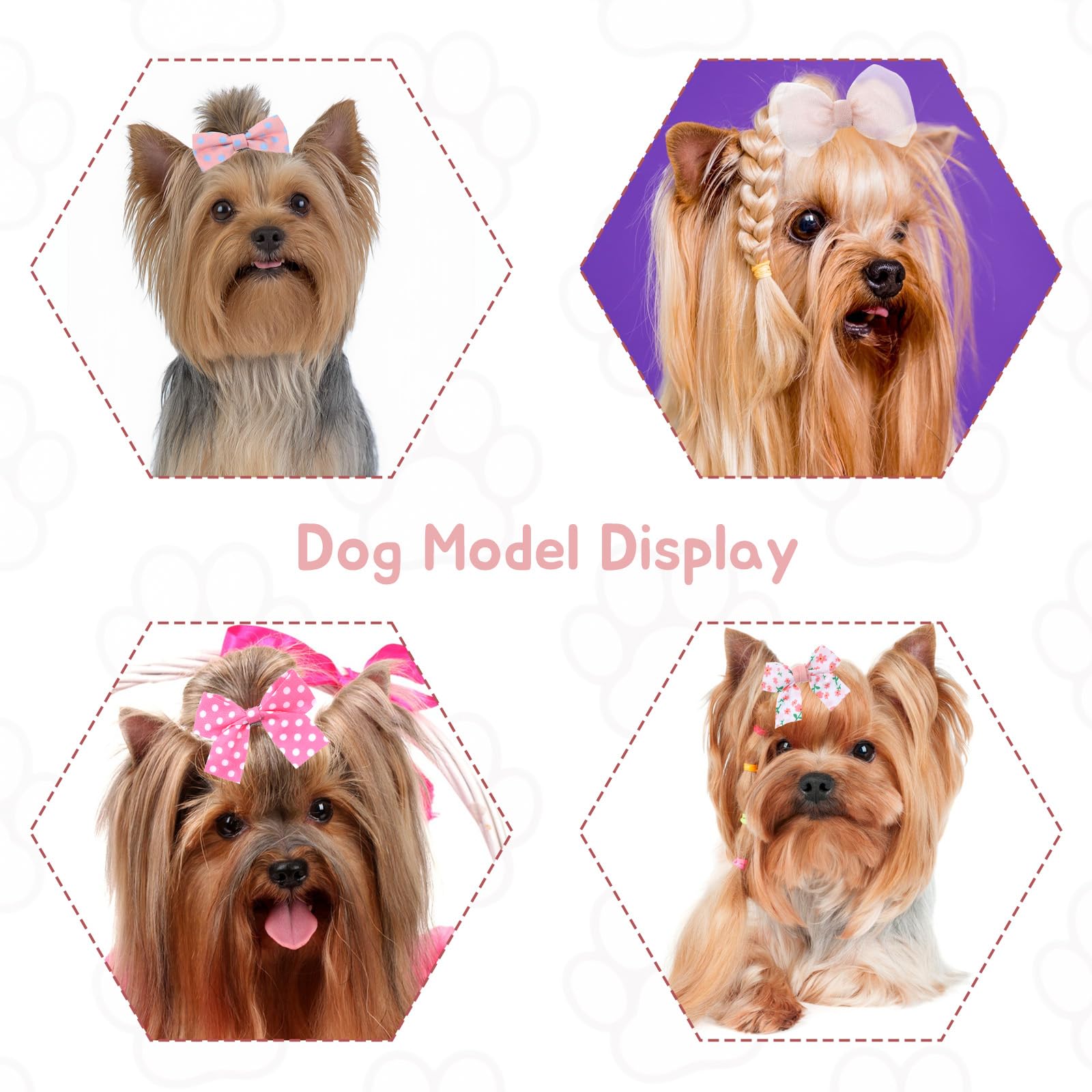 Bruislard sakura pink dog bows in use on a pet look charming.