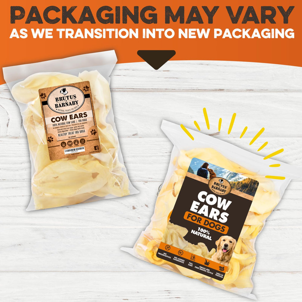 BRUTUS & BARNABY thick-cut cow ears — durable chew for strong jaws and long-lasting flavor.