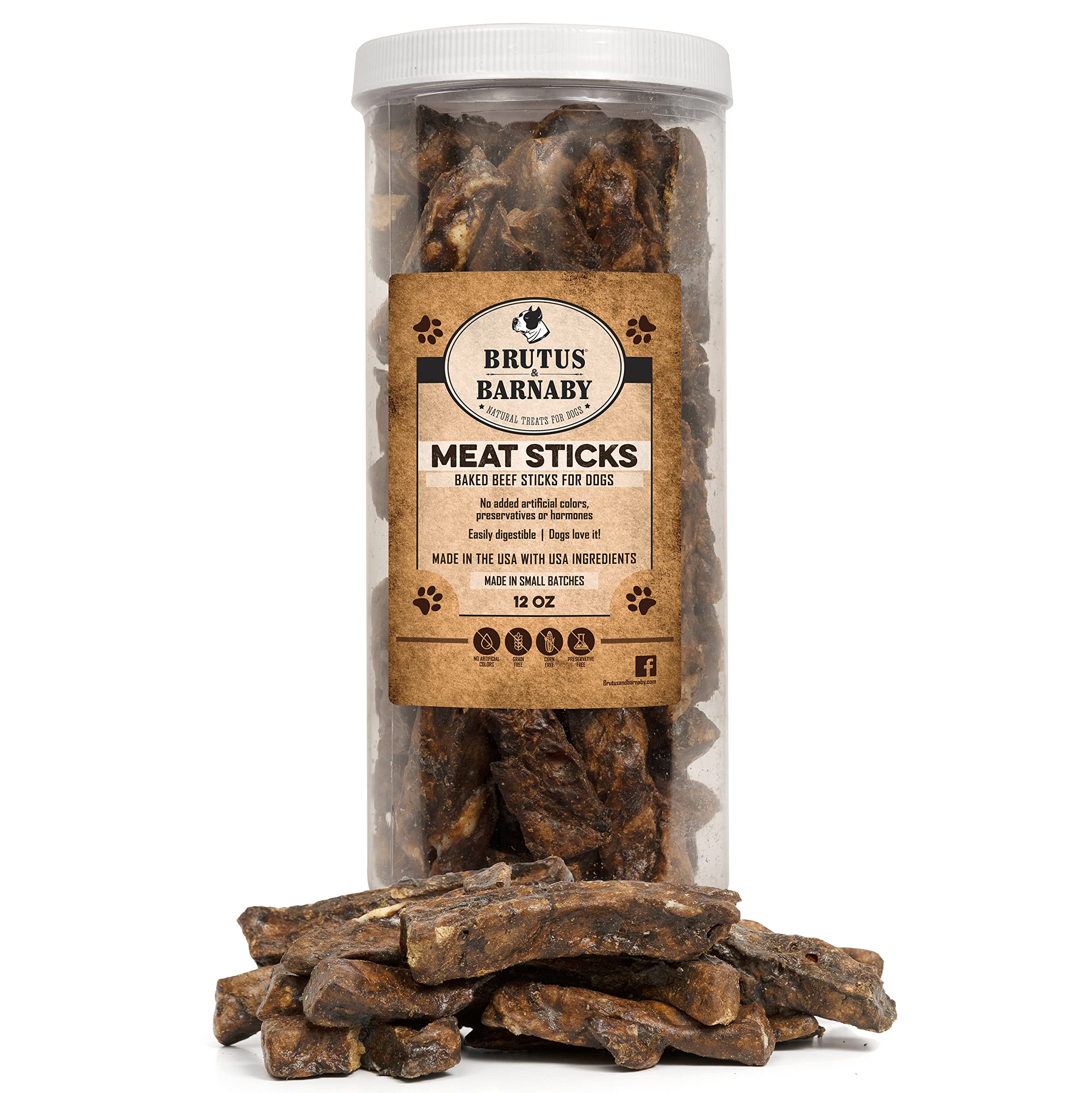 BRUTUS & BARNABY dehydrated lung treats in packaging emphasize USA-made protein-rich snack for dogs and cats.