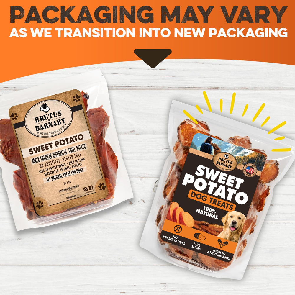 BRUTUS & BARNABY one-ingredient sweet potato treat designed for sensitive dogs.