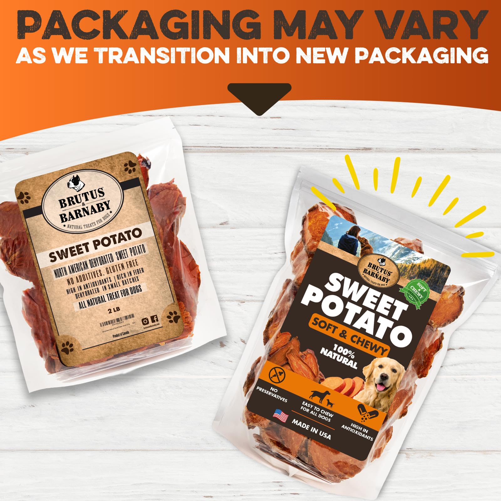 Brutus and Barnaby soft chewy dog treats close-up highlight gentle texture for seniors.