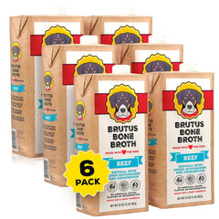 Brutus Beef Bone Broth dog topper pour enhances palatability for picky eaters.