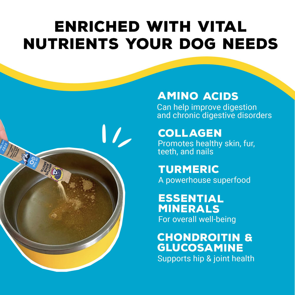 Brutus Bone Broth gluten-free topper safe for dogs with dietary sensitivities.
