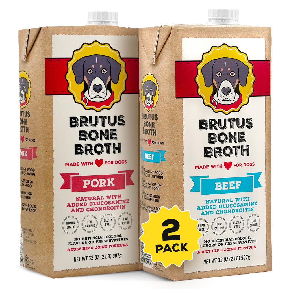 Brutus Bone Broth for Dogs pour showcases savory hydration to top meals