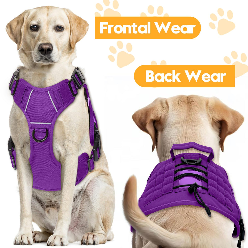 Bruvoalon purple four-way adjustable harness fits a wide range of dogs