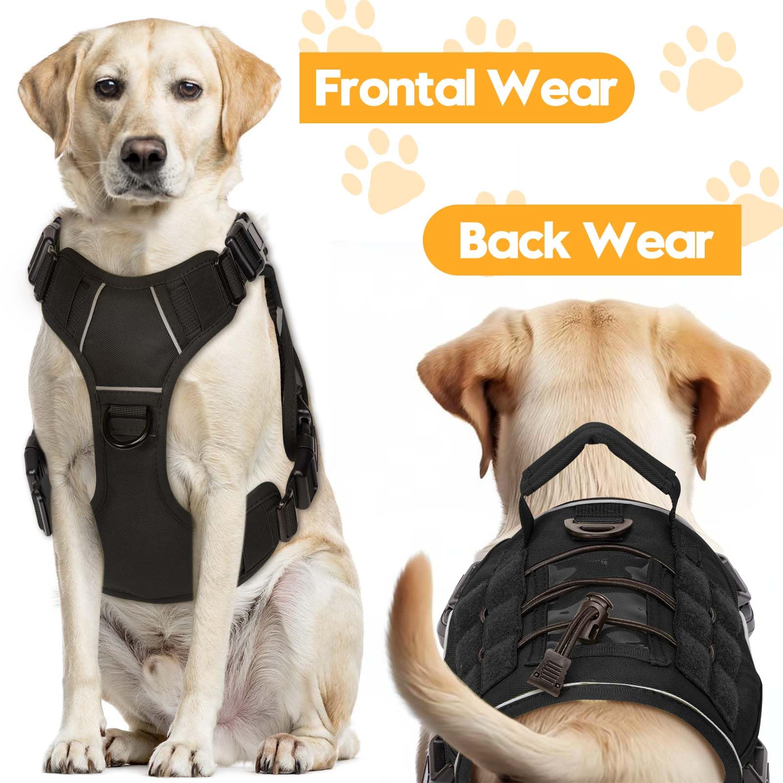 Bruvoalon heavy-duty tactical dog harness breathable padding shows all day comfort.