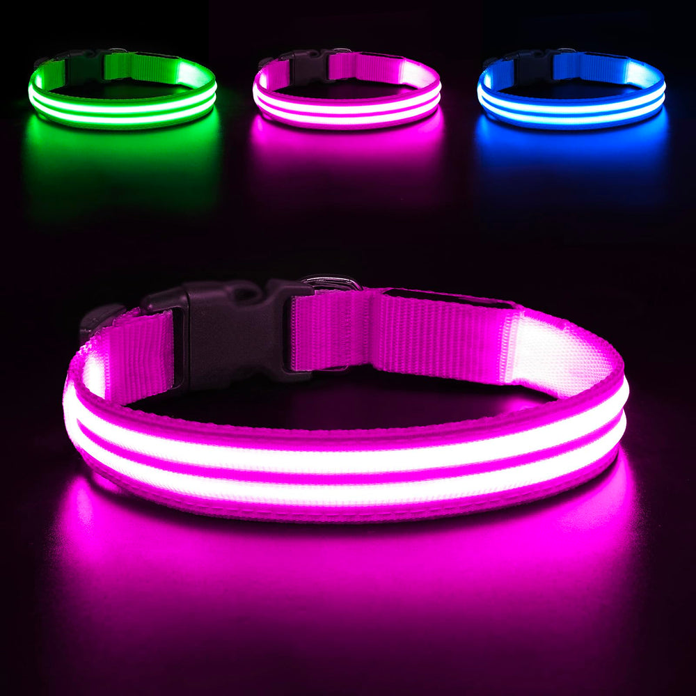 BSEEN vibrant pink collar ideal for stylish nighttime walks.