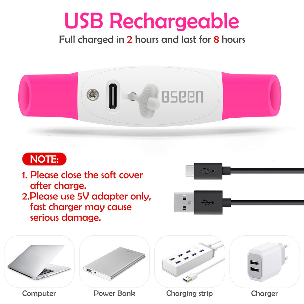 Collar LED rosado BSEEN con visión de 360 grados para paseos nocturnos