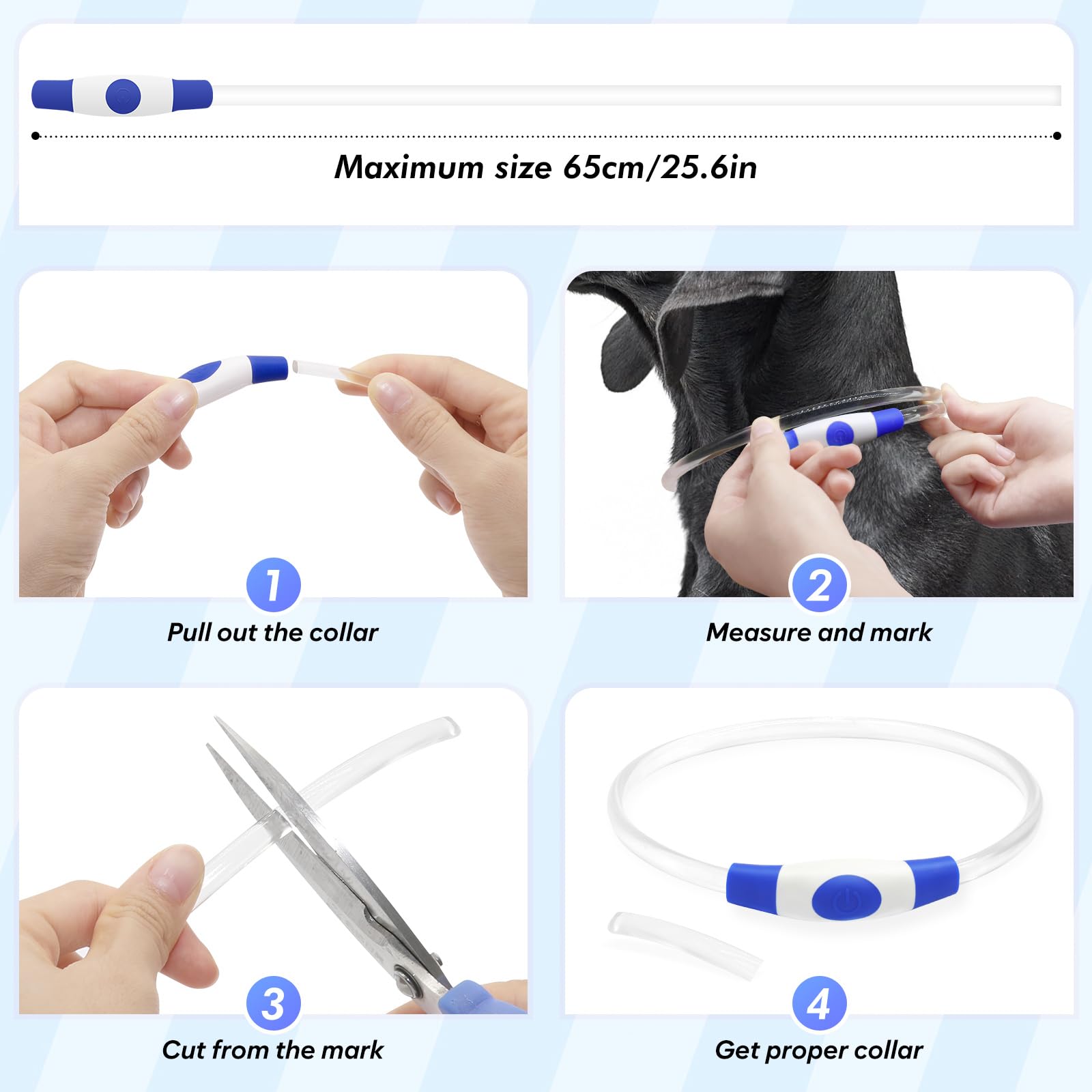 BSEEN cuttable TPU dog collar demonstrates customizable fit for many neck sizes.