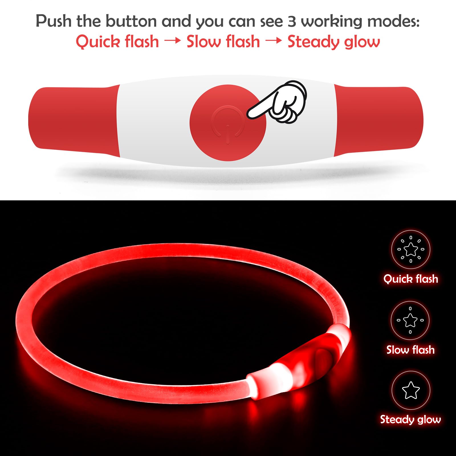 BSEEN LED dog collar shows 360-degree visibility during evening walk