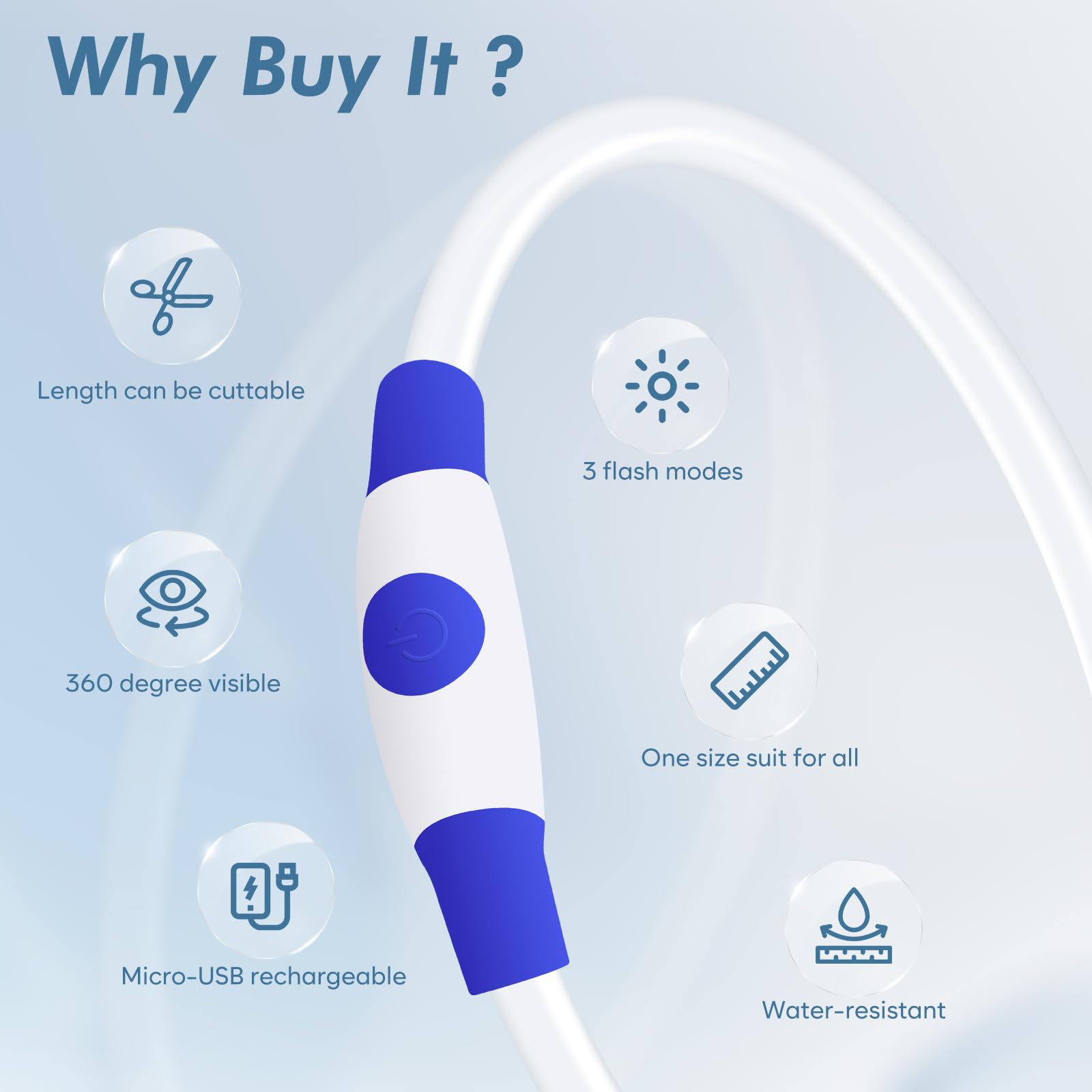 BSEEN TPU light-guiding tube highlights glow around the neck in low light.