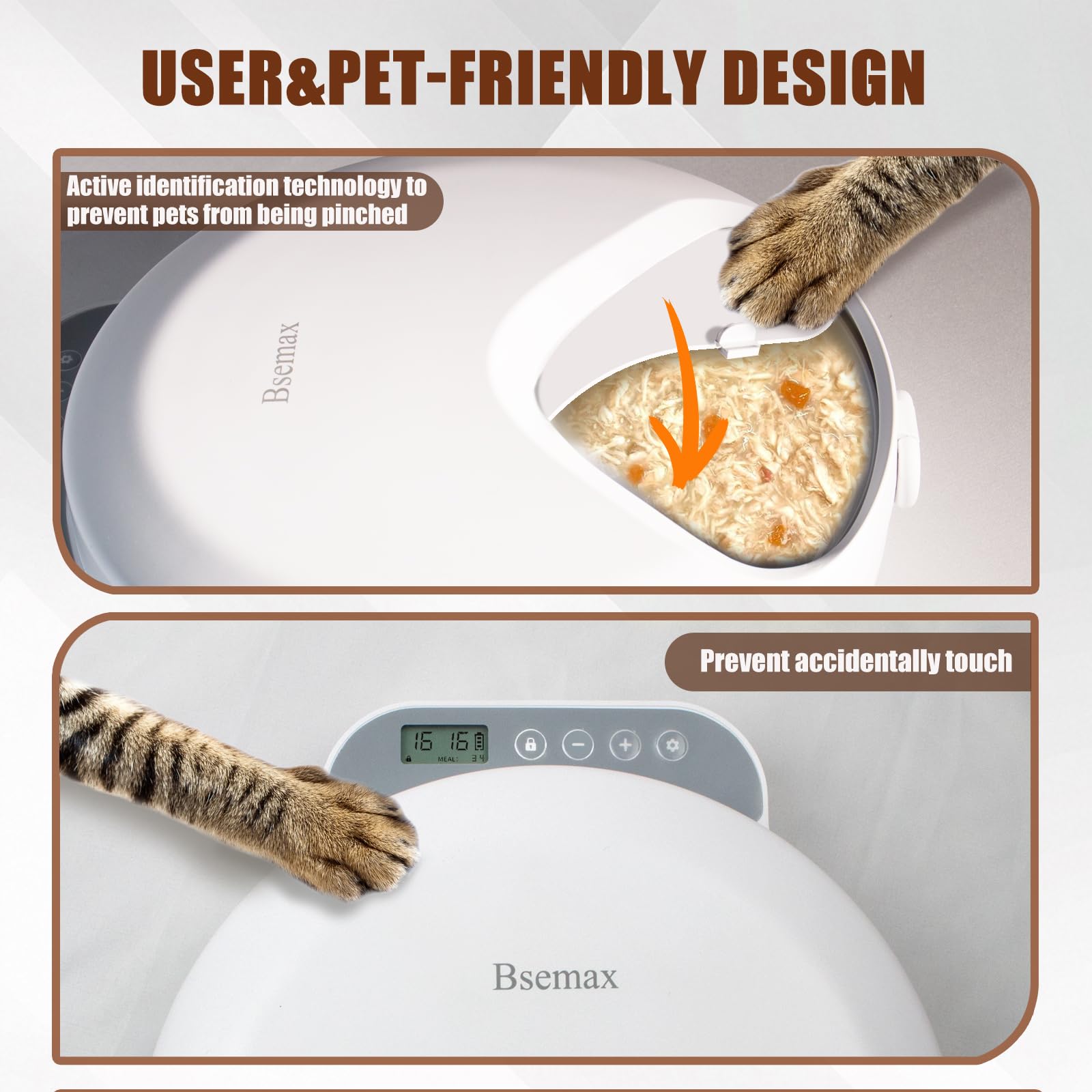 Bsemax automatic feeder ice packs preserve freshness for wet or dry meals