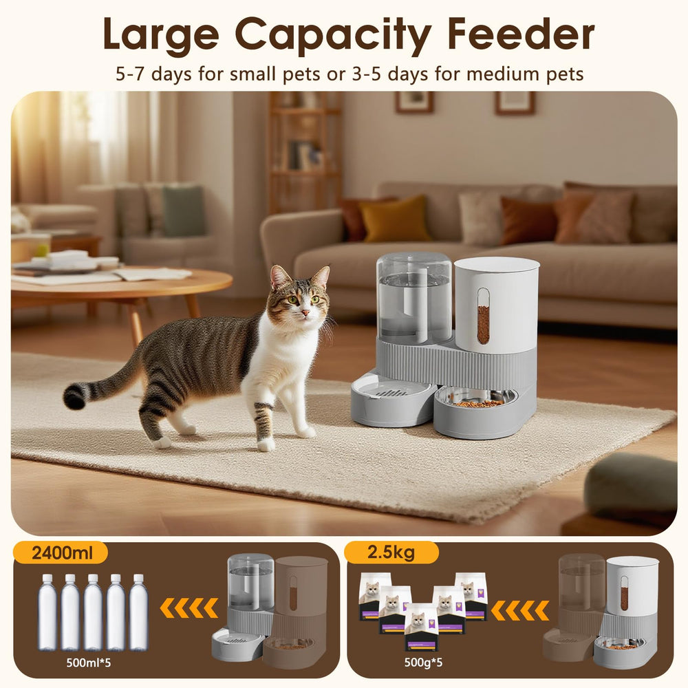 Bsemax automatic gravity feeder side view demonstrates space-saving design for busy pet parents