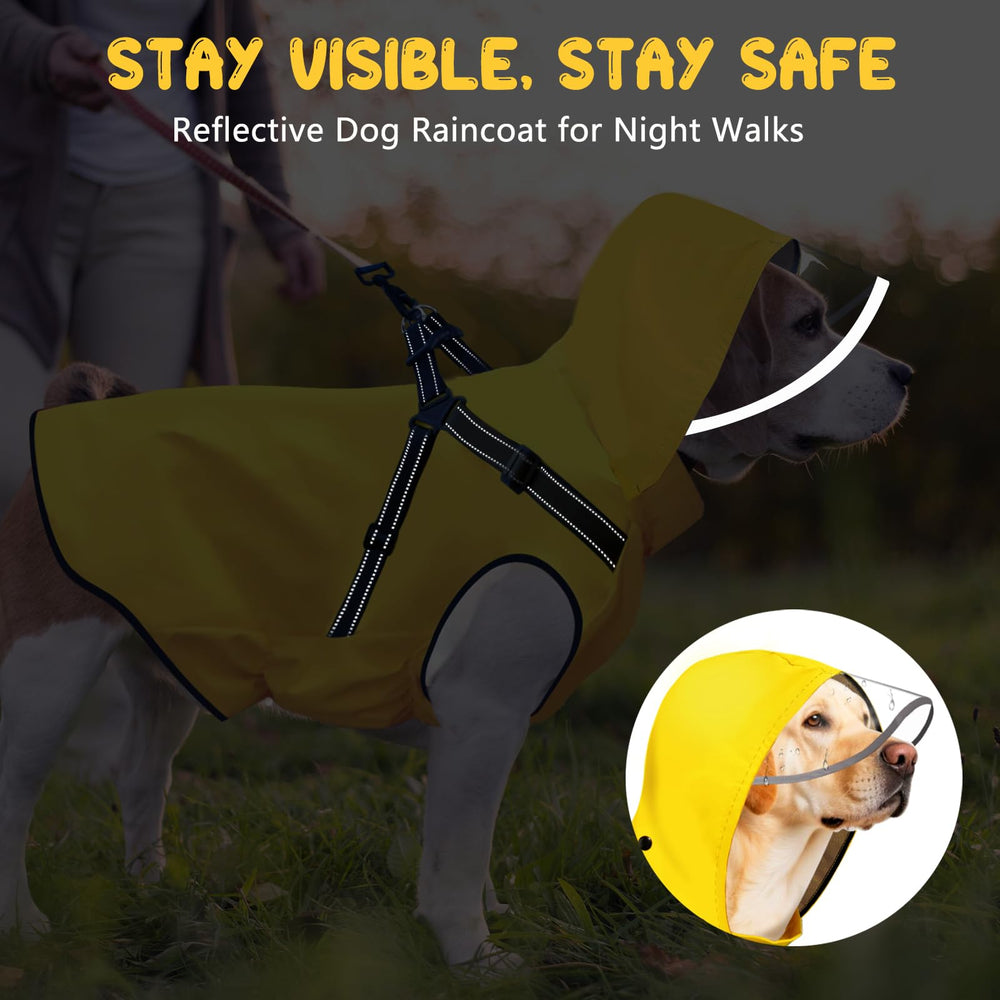 Bsemax dog raincoat elastic neck and belly for snug, comfortable fit
