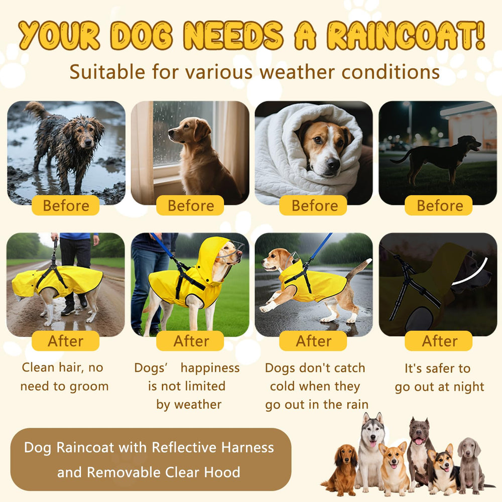 Bsemax dog raincoat reflective brim visible at night for safer outdoor trips
