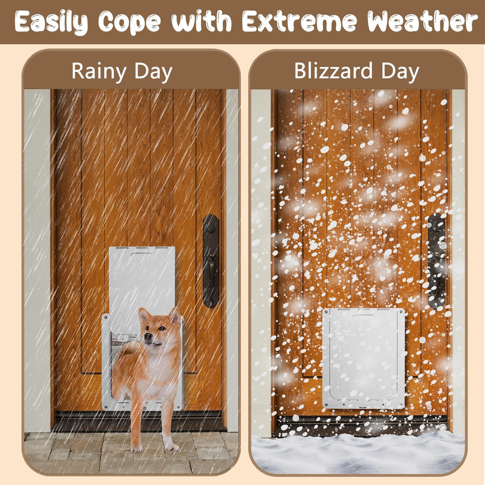 Bsemax Never Rust dog door weather seal demonstrating leak resistance.