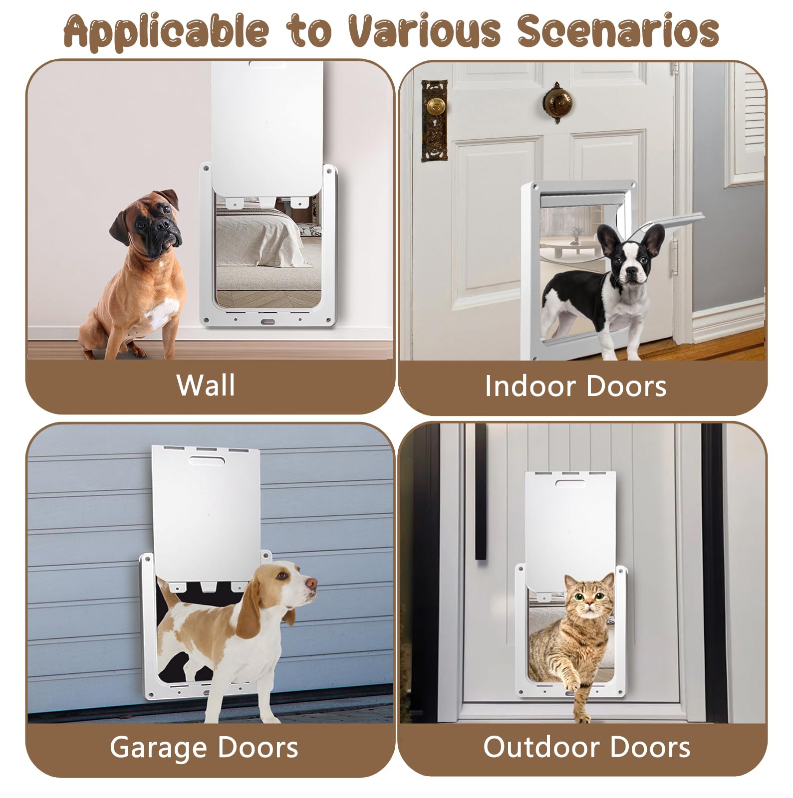 Bsemax Never Rust dog door wide frame for larger pet openings and fit.