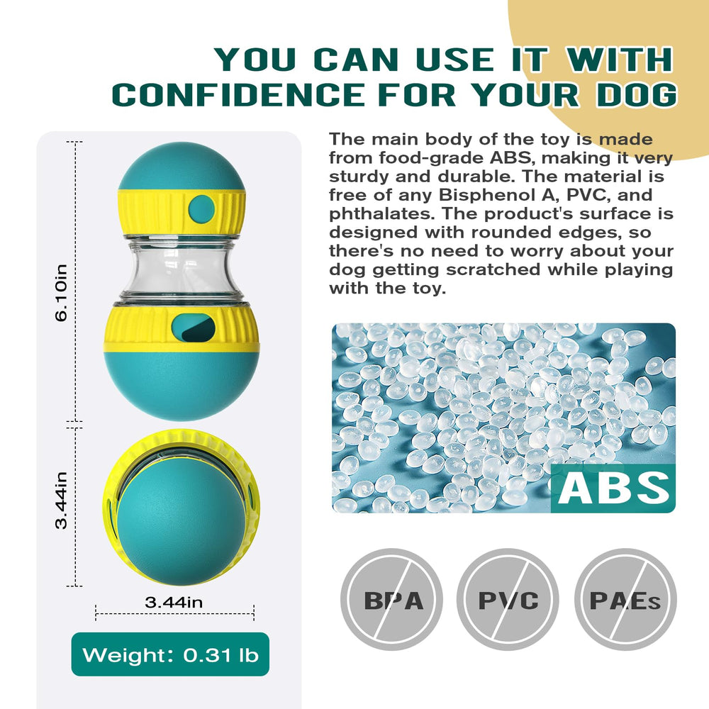 BSISUERM dog puzzle ball green side with barbell design builds curiosity.