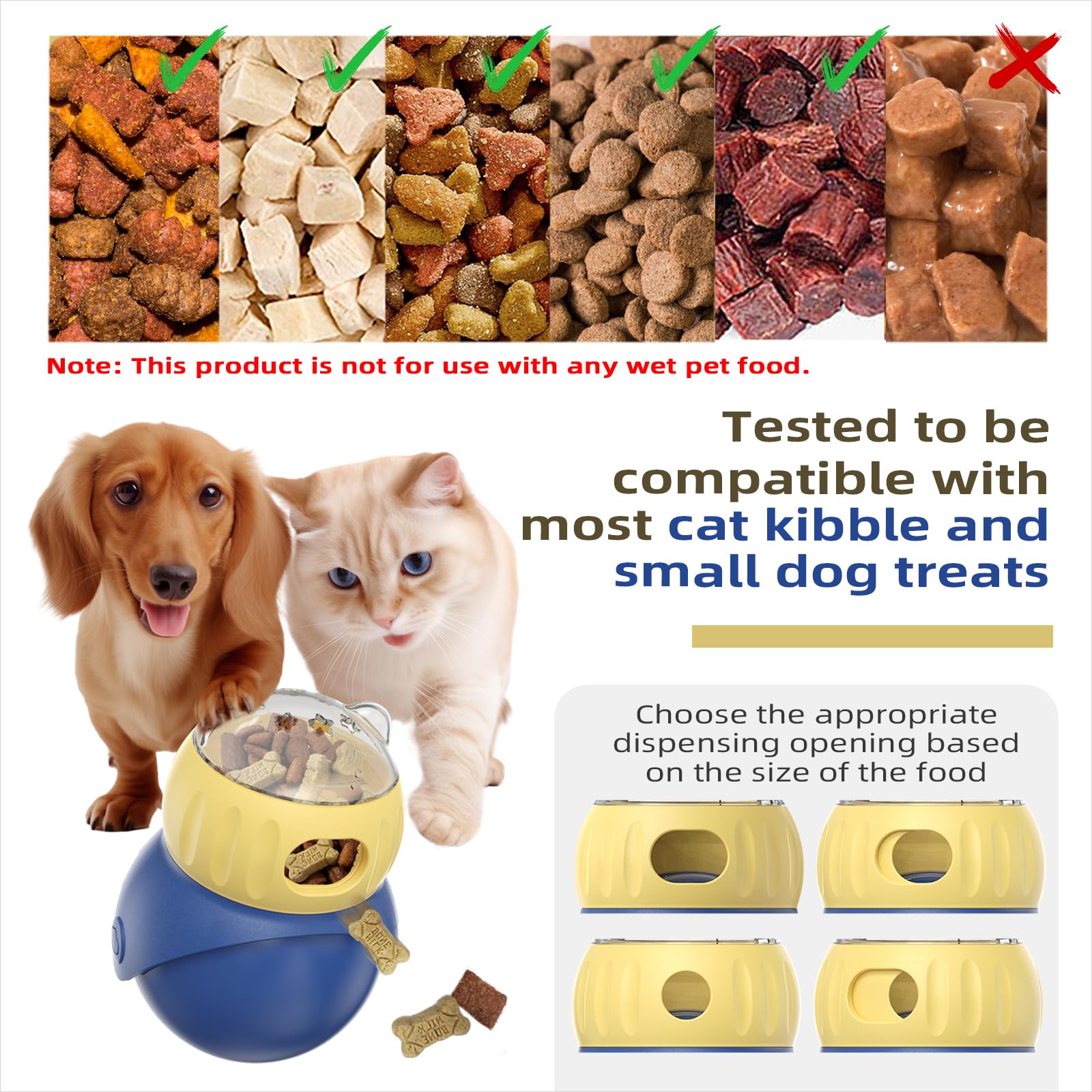 BSISUERM treat-dispenser adjustable-hole – customizable size for different dry foods