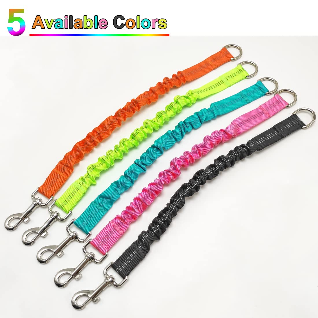 BTINESFUL Bungee Leash Extension orange for high-visibility outdoor walks.