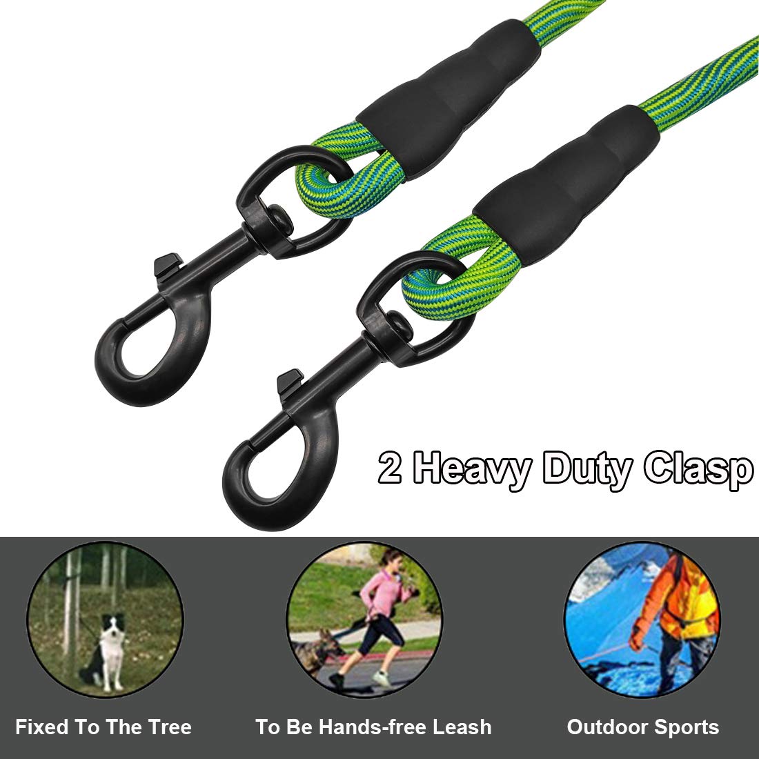 BTINESFUL 8 ft tie-out rope green ideal for compact yard spaces