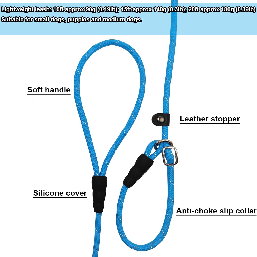 BTINESFUL slip lead 2in1 collar-leash use for quick setup.
