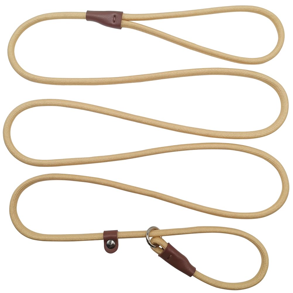 BTINESFUL slip lead 7ft beige leash for everyday walking and gentle control