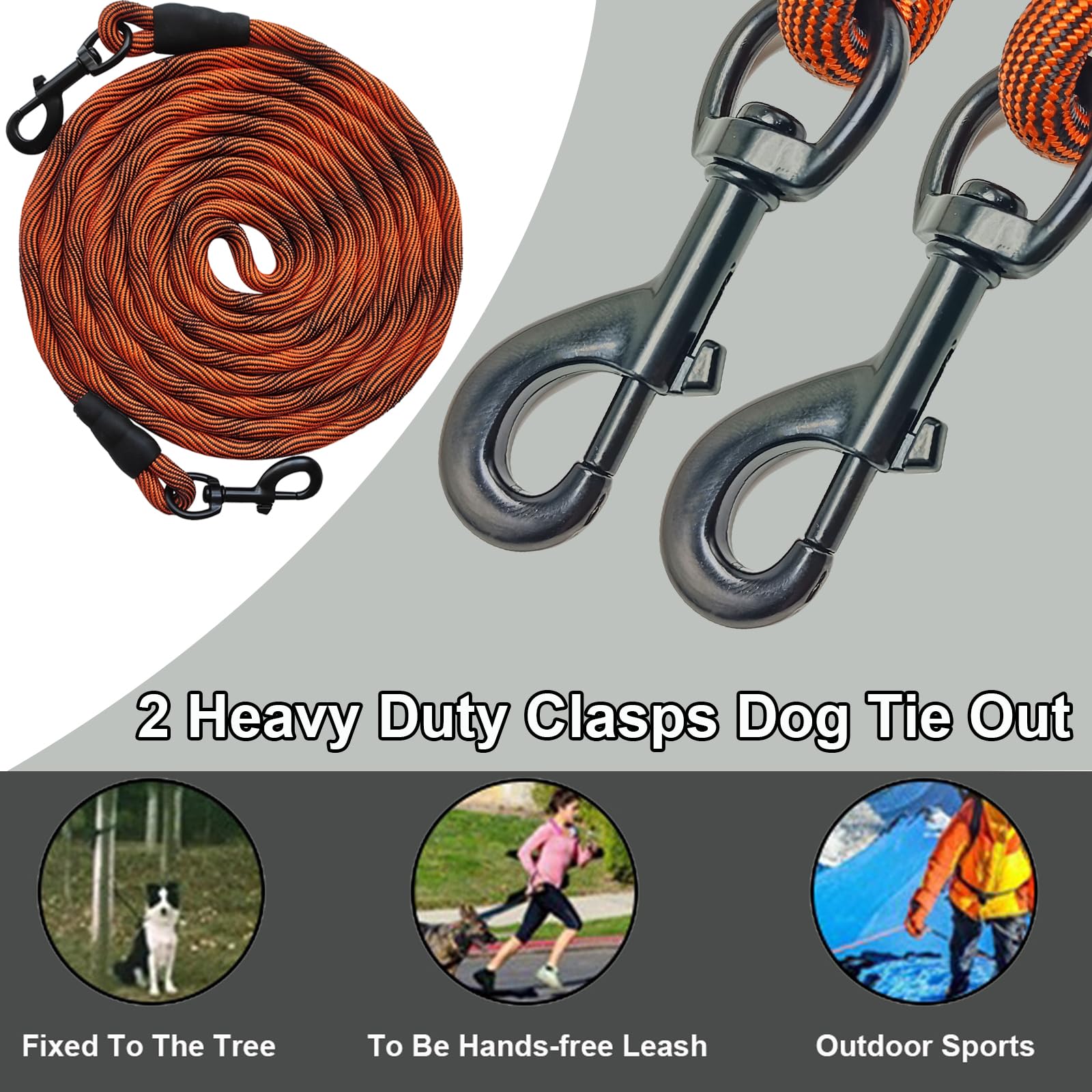 BTINESFUL tie-out rope in six colors enables quick visual detection during play