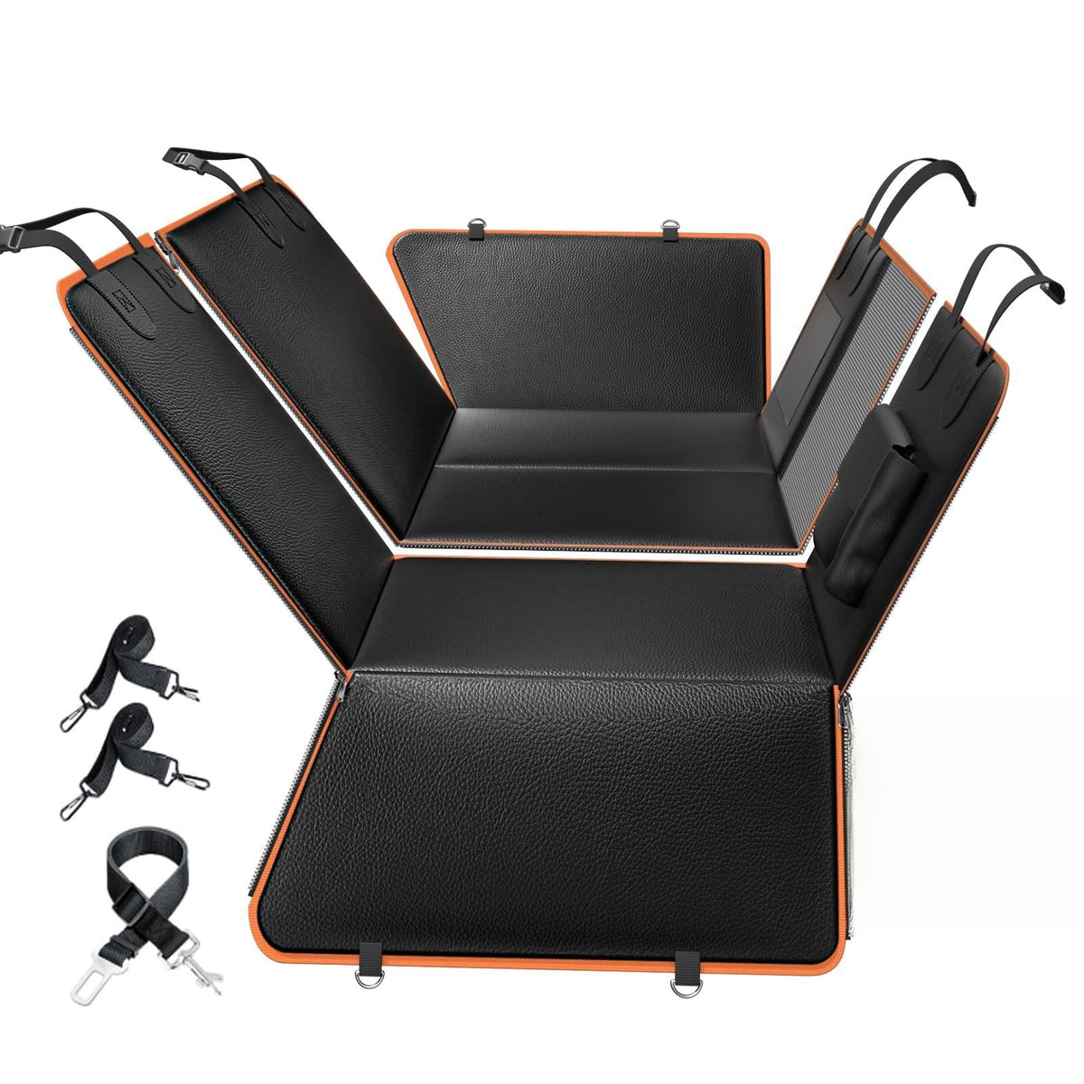 BTOG 6-in-1 leather backseat extender with hard bottom for secure rides