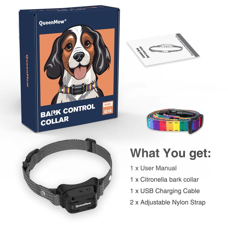 Bubbacare citronella collar worn on a dog's neck with adjustable strap for comfortable fit.