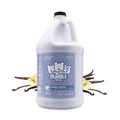 Bubble Bros Oatmeal Dog Shampoo bottle showing soothing formula for dry skin